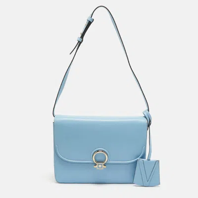 Pre-owned Versace Light Blue Leather Dv One Shoulder Bag