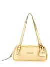 Versace Tag Bowling Metallic Leather Shoulder Bag In Gold