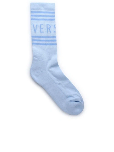 Versace Light Blue Organic Cotton Socks