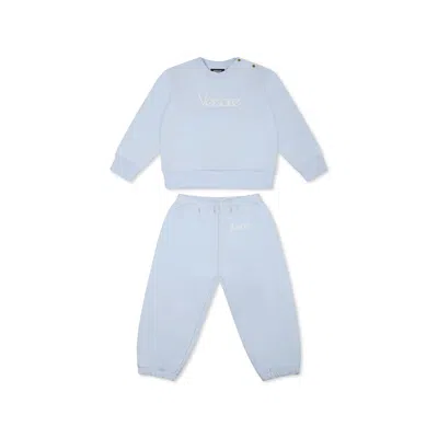 Versace Light Blue Suit For Baby Boy With Logo