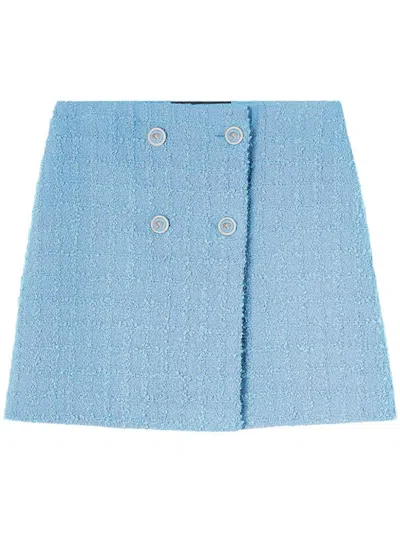 VERSACE LIGHT BLUE TWEED MINI SKIRT