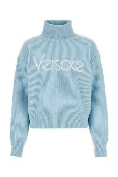 Versace Light Blue Wool Sweater