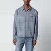 Versace Wool Shirt Featuring Embroidery Button Cuffs In Blue