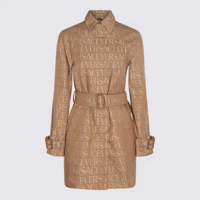 Versace Light Brown Cotton Blend Trench Coat