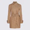 Versace Beige Cotton Coat In Brown