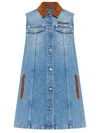Versace Women Blue Sleeveless Buttoned Mini Dress, M Luxury Dresses For Women Darveys In Blue