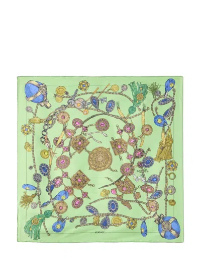 Versace Light Green Jewel Printed Scarf