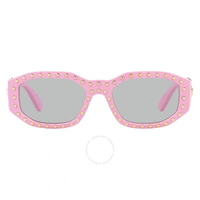 Versace Light Grey Geometric Unisex Sunglasses Ve4361 539687 53 In Grey / Ink / Pink