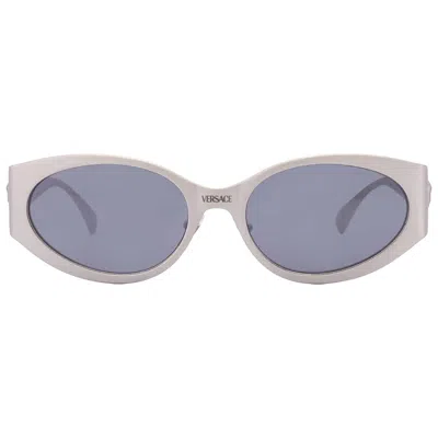Versace Light Grey Mirrored Black Oval Ladies Sunglasses Ve2263 12666g 56 In Gray