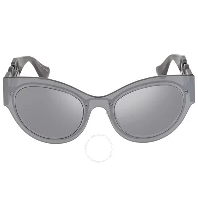 Versace Light Grey Mirrored Silver Cat Eye Ladies Sunglasses Ve2234 10016g 53 In Grey / Silver