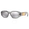 Versace Light Grey Mirrored Silver Geometric Unisex Sunglasses Ve4361 311/6g 53 In Grey/silver Tone