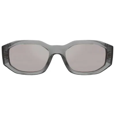 Versace Light Grey Mirrored Silver Geometric Unisex Sunglasses Ve4361 311/6g 53 In Multi