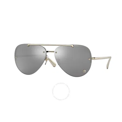 Versace Light Grey Silver Mirror Pilot Ladies Sunglasses Ve2231 12526g 60 In Gray