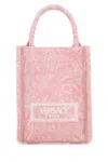 Versace Borsa A Mano Athena Mini In Tessuto Ricamato Donna In Light Pink