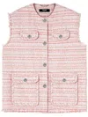 Versace Pink Frayed Tweed Waistcoat In Light Pink