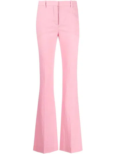 Versace Light Pink Flared Flat Front Pants