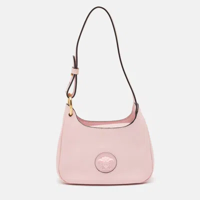 Pre-owned Versace Light Pink Leather La Medusa Shoulder Bag