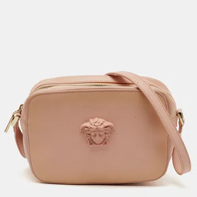Pre-owned Versace Light Pink Leather Medusa Palazzo Camera Crossbody Bag