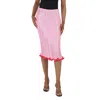 Versace Light Pink Plisse Pleated Midi Skirt In Pink