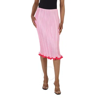 Versace Light Pink Plisse Pleated Midi Skirt