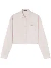 Versace Pinstripe Chain Cropped Shirt In Pink