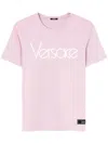 Versace Logo-embroidered Short-sleeved T-shirt In Pink