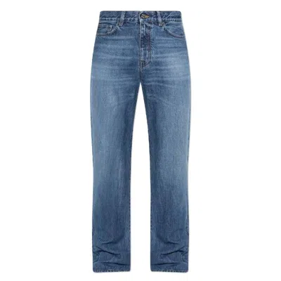 Versace Light Wash Straight Jeans In Blue