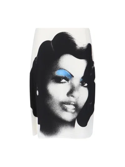 Versace Lightweight 100% Silk Midi Skirt In White