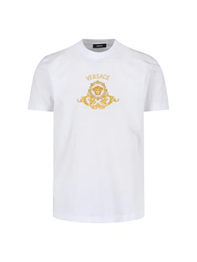 Versace Lightweight Natural Cotton T-shirt For Men In White