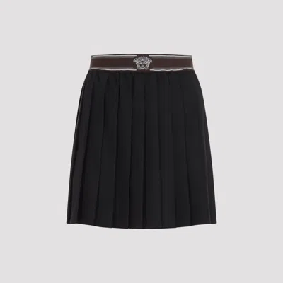 Versace Lightweight Wool Mohair Mini Skirt For Women In Black