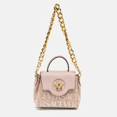 Versace Lilac Jacquard Canvas And Leather In Pink
