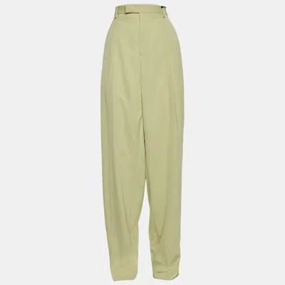 Pre-owned Versace Lime Green Gabardine Pleated Trousers Xxl
