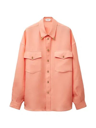 Versace Linen Relaxed Shirt In Pink