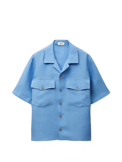 Versace Linen Shirt In Blue