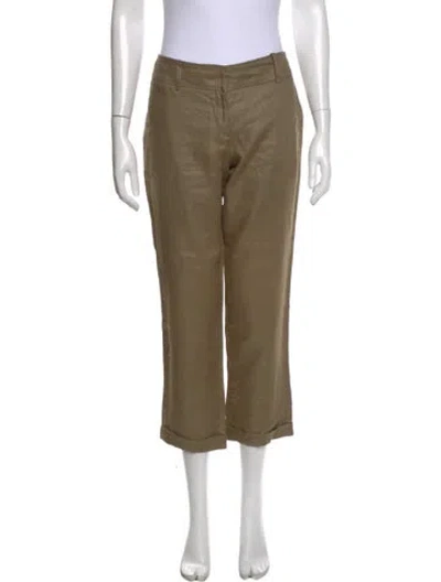 Pre-owned Versace Linen Straight Leg Pants In Neutral