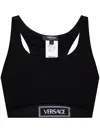 Versace Logo Label Jacquard Sports Bra In Black