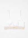 Versace Cotton Topeka Underwire Free Bra With Golden-effect Monogram In Weiss