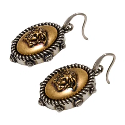 Versace Lion Head Medusa Earrings In Multi