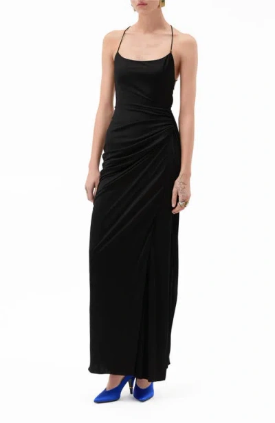 Versace Liquid Drape Jersey Gown In Multi