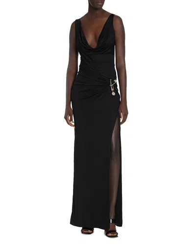Versace Liquid Jersey Gown In Black
