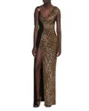 Versace Leopard-print Maxi Dress In Natural/black