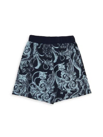 Versace Kids' Little Boy's & Boy's Barocco Fleece Shorts In Navy Pale Blue