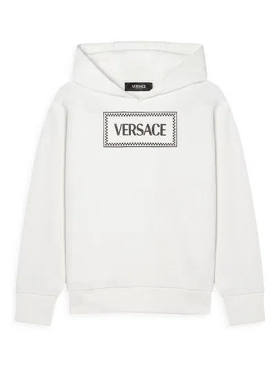Versace Little Boy's & Boy's Block Logo Fleece Sweatshirt In White