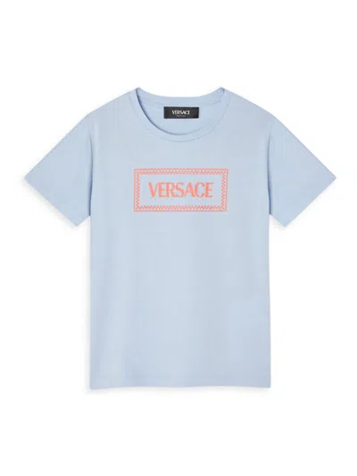 Versace Little Boy's & Boy's Brick Logo Print T-shirt In Blue