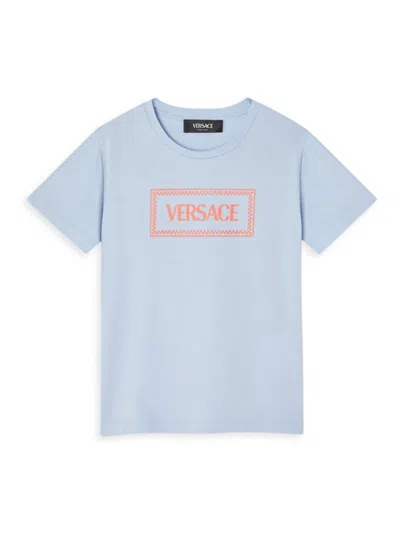 Versace Babies' Logo-print Jersey T-shirt In Blue