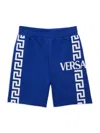 Versace Greca-print Stretch-waist Shorts In Blue