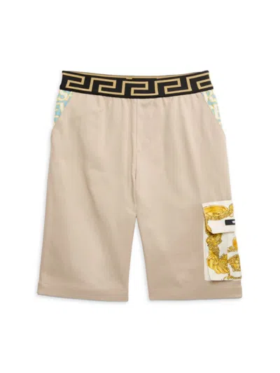 Versace Kids' Little Boy's & Boy's La Greca Shorts In Beige Multi