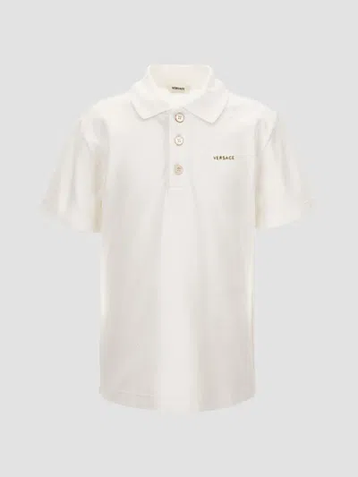 Versace Little Boy's & Boy's Logo Piqué Polo Shirt In White