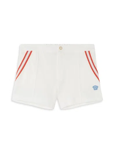 Versace Little Boy's & Boy's Medusa Embroidery Piqué Shorts In White