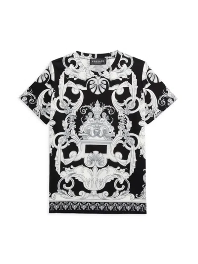 Versace Kids' Little Boy's & Boy's Monogram Tee In Black White
